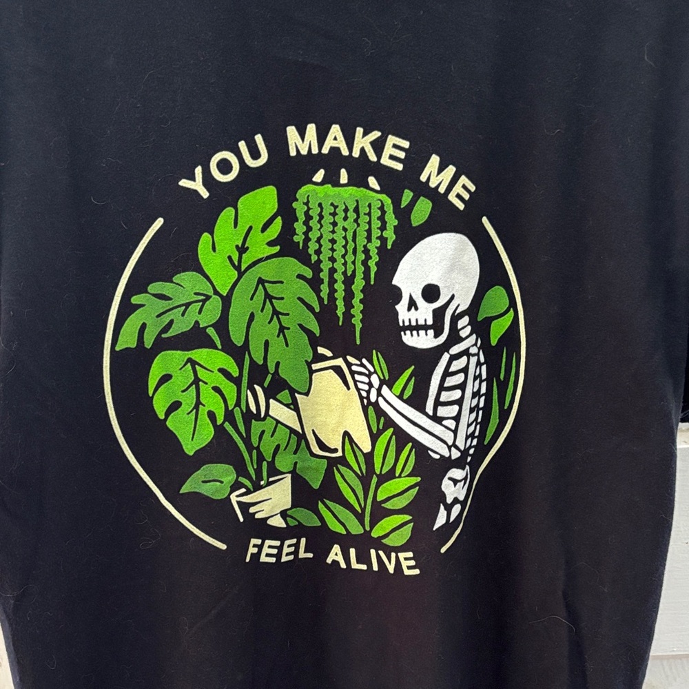 Port and Company Black Tee with Skeleton and Plant Design - Picture 2 of 3